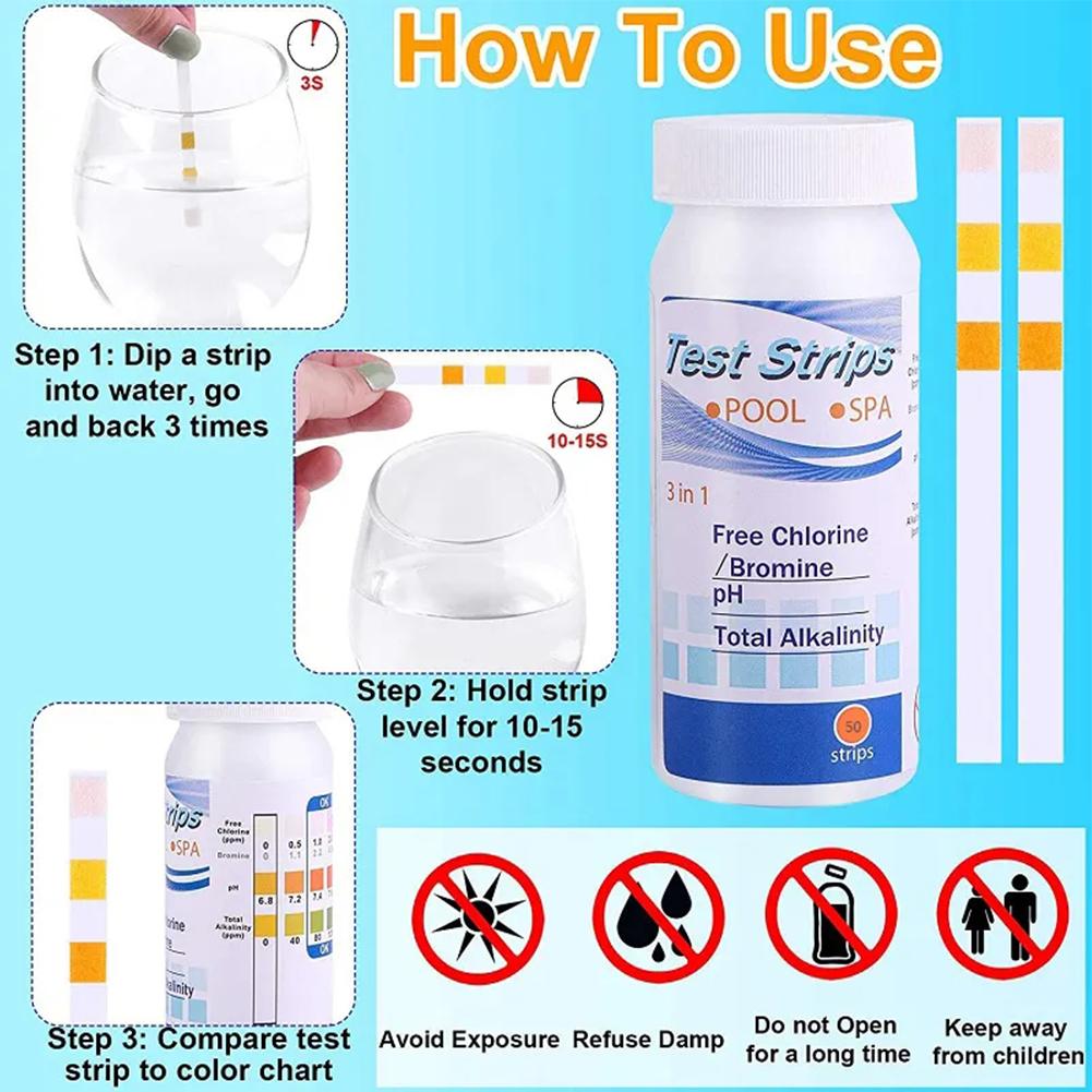 50pcs Chlorine PH Test Strips  - đánh giá và giá Water Testing Kit